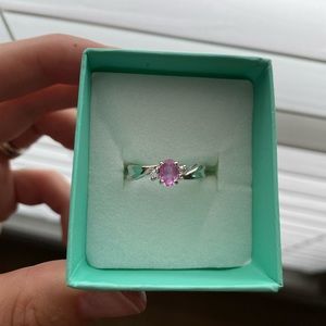 Diamond Ring with Pink Gemstone